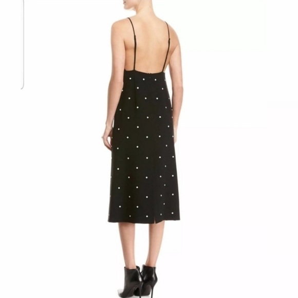 TIBI neve cami midi beaded slip dress polka dot crepe black size 10 - Picture 4 of 16
